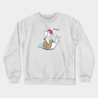 Aknyangi is riding a snail - aknyangi, cat miaw lovers Crewneck Sweatshirt